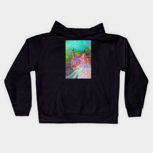 Smiling, colorful lynx - abstract Kids Hoodie